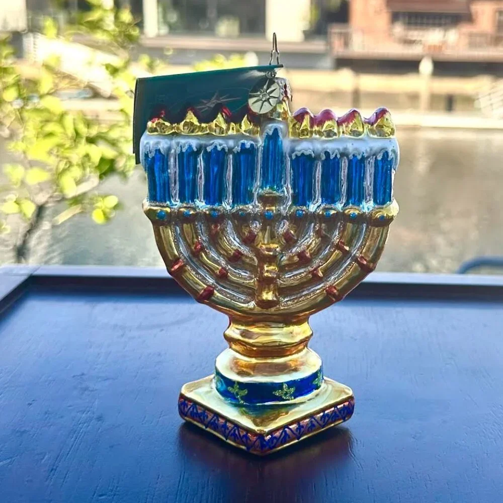 Christopher Radko Miracle of Light Menorah Glass Ornament